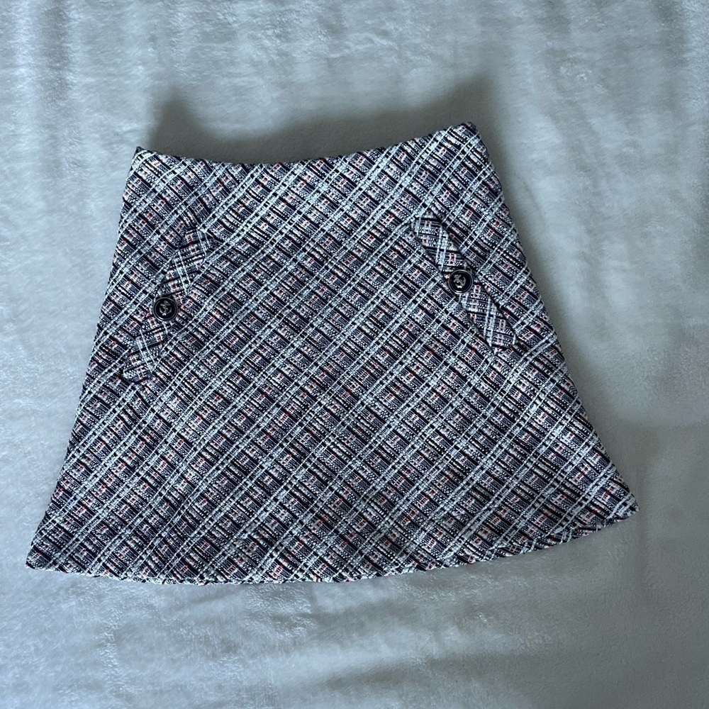 Zara Black Red Tweed Skirt